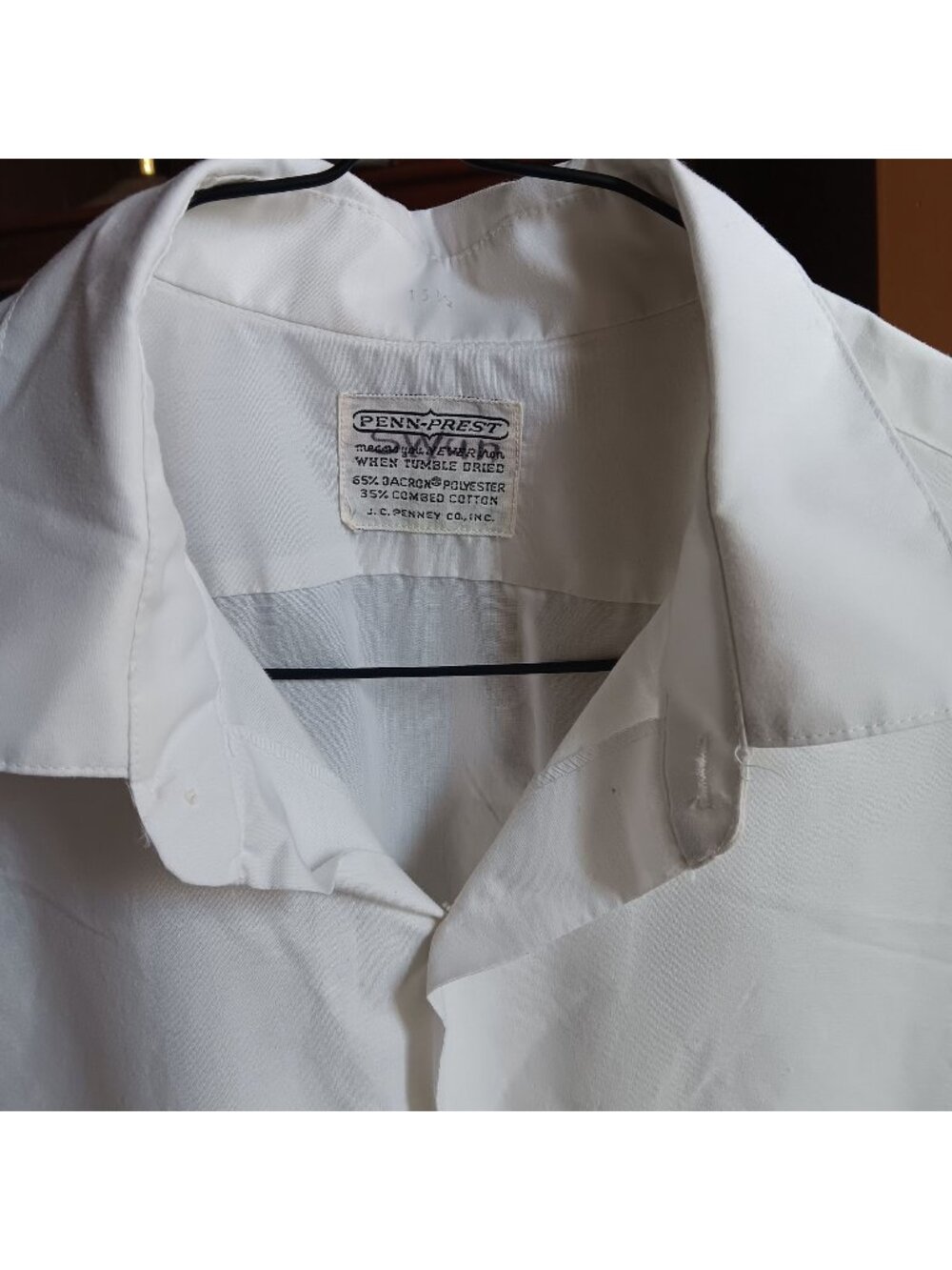 Vintage 1970's Men's Dress Shirt Medium 15.5 Penn-Prest White Towncraft